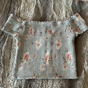 Light blue floral crop top